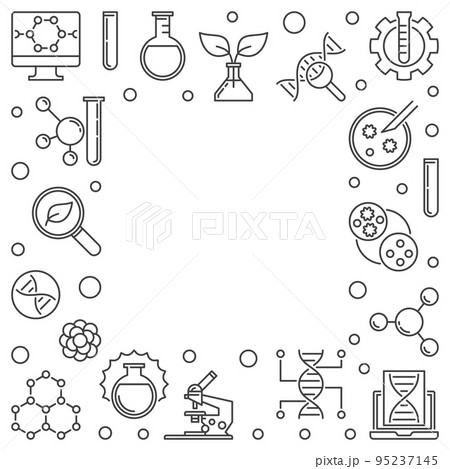 Vector Biotechnology or Biotech linear frame or illustration 95237145