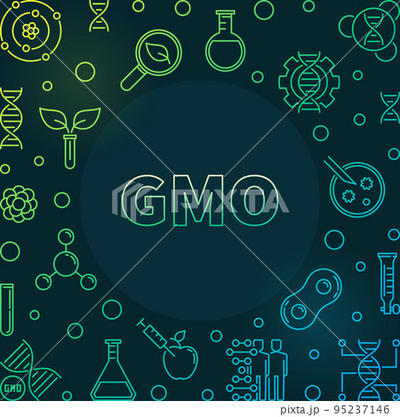 Genetically Modified Organism vector colorful outline frame 95237146