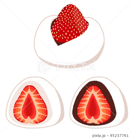 いちご大福のイラスト いちご大福のイラスト 95237761
