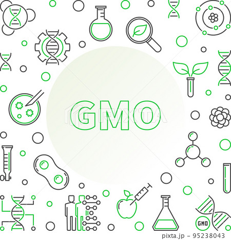 Genetically Modified Organism linear vector concept frame 95238043
