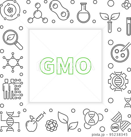 GMO square frame in thin line style. Vector illustration 95238345