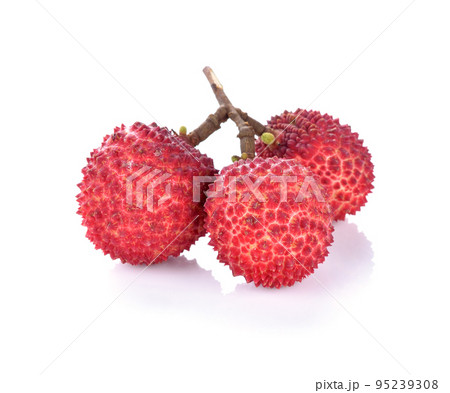 Fresh lychees isolated on white 95239308