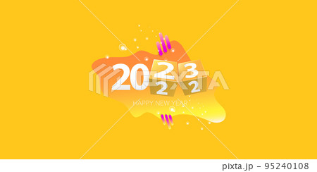 2023 Happy new year creative design horizontal background, greeting card and banner with text. Vector 2023 new year numbers isolated on orange horizontal background. 2023 Happy new year creative design horizontal background, greeting card and banner with text. Vector 2023 new year numbers isolated on orange horizontal background. 95240108