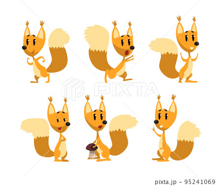 Cute Squirrel Character with Bushy Tail and Friendly Snout Engaged in Different Activity Vector Set Cute Squirrel Character with Bushy Tail and Friendly Snout Engaged in Different Activity Vector Set 95241069