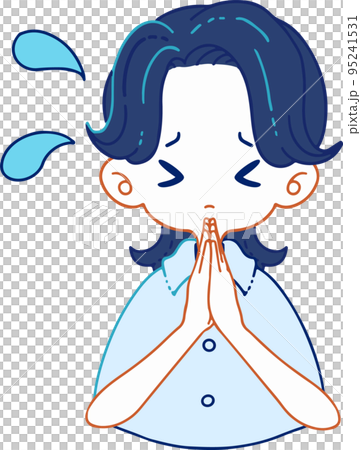 必死に謝る、必死にお願いする人物のベクターイラストレーション 95241531