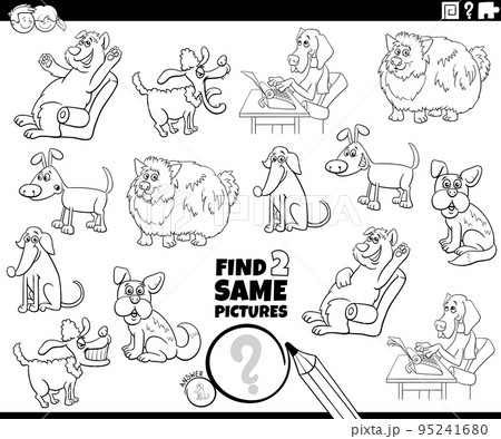 find two same comic dog characters game coloring page 95241680