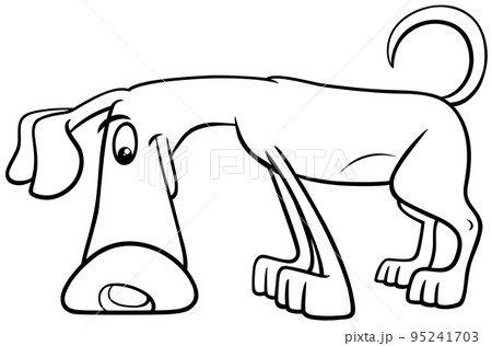cartoon sniffing dog animal character coloring book page 95241703