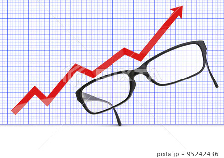 Eyeglasses with growing chart. 3D rendering 95242436