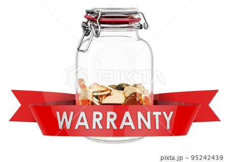 Glass jar with golden coins warranty concept. 3D rendering 95242439