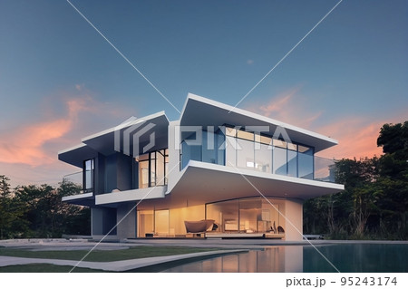 3d rendering of modern cozy house, 3d illustration 95243174