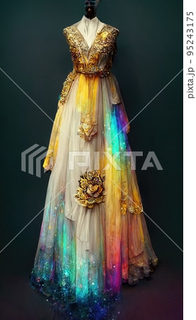 Gorgeous party dress with fancy decor, 3d render 95243175