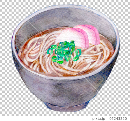 一碗 kake 蕎麥麵水彩插圖 95243220