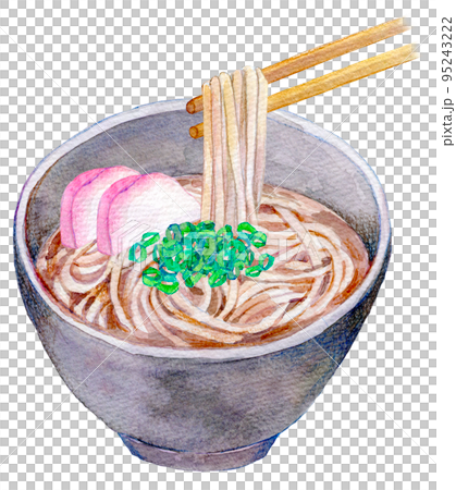 A bowl of kake soba watercolor illustration 95243222