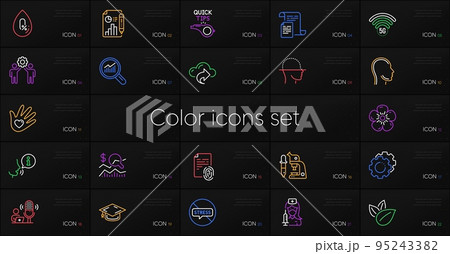 Set of Microscope, Data analysis and Tutorials line icons. Include Fingerprint, Stop stress, Cloud share icons. Face scanning, 5g wifi, No alcohol web elements. Documents. Vector Set of Microscope, Data analysis and Tutorials line icons. Include Fingerprint, Stop stress, Cloud share icons. Face scanning, 5g wifi, No alcohol web elements. Documents. Vector 95243382
