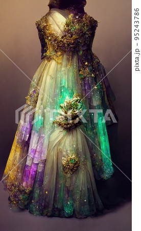 Gorgeous party dress with fancy decor, 3d render Gorgeous party dress with fancy decor, 3d render 95243786