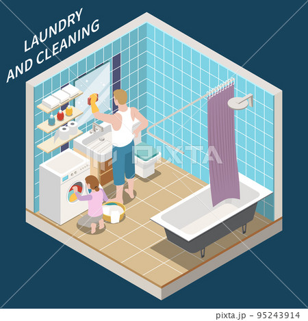 Laundry And Cleaning Isometric Composition Laundry And Cleaning Isometric Composition 95243914