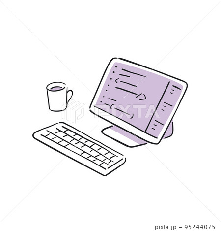 デスクトップ パソコン 手描き イラスト 95244075