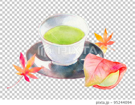 日本糖果和綠茶水彩插圖 日本糖果和綠茶水彩插圖 95244094