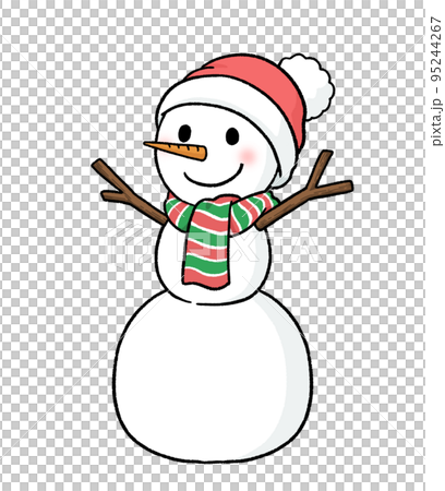 一個戴著圍巾和針織帽的三層雪人 95244267