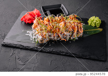Beautiful spicy special volcano sushi roll Beautiful spicy special volcano sushi roll 95244570