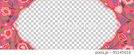 亞洲風格五顏六色的花卉框架/背景材料（橫幅水平） 95245018