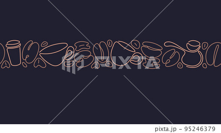 Coffee line print. Cup and beans. Seamless pattern 95246379