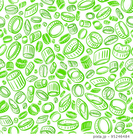 Onion green leaves, ring. Vector seamless pattern 95246484