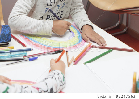 Lesson of drawing for children at school Lesson of drawing for children at school 95247563