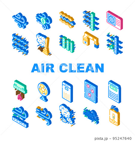 air clean flow freash wind filter icons set vector 95247640