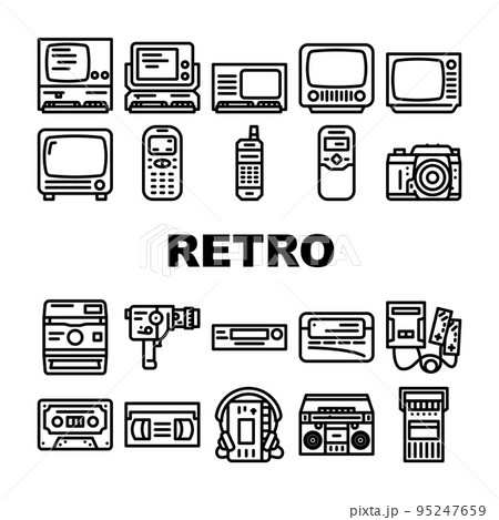 retro gadget vintage techology icons set vector 95247659