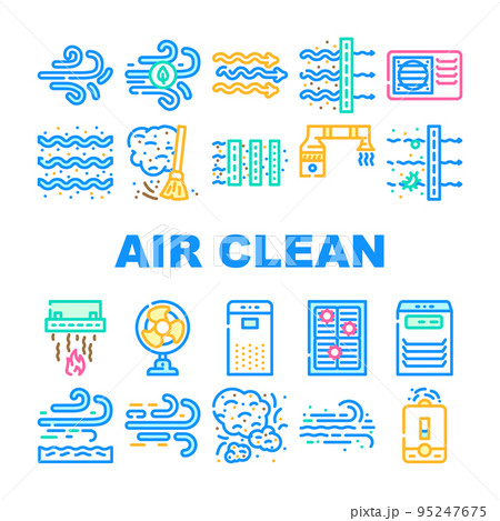 air clean flow freash wind filter icons set vector 95247675
