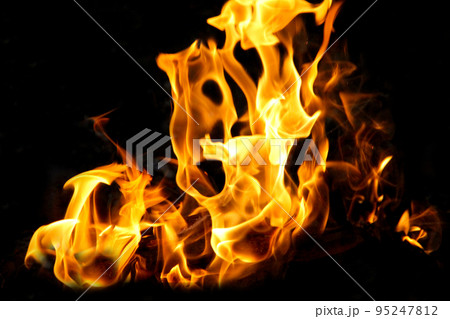 Abstract fire flame. Fire flames on black background. 95247812