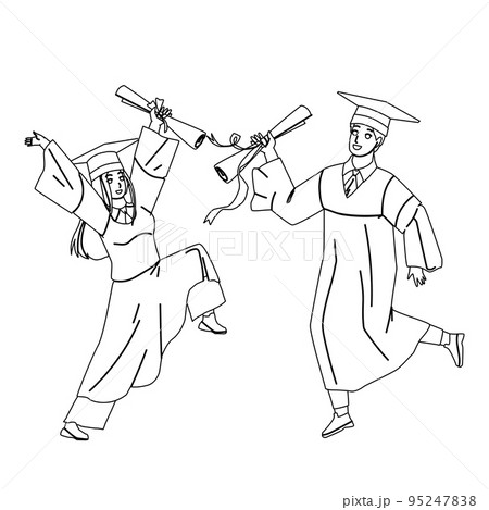 Alumnus Boy And Girl College Graduation Vector 95247838