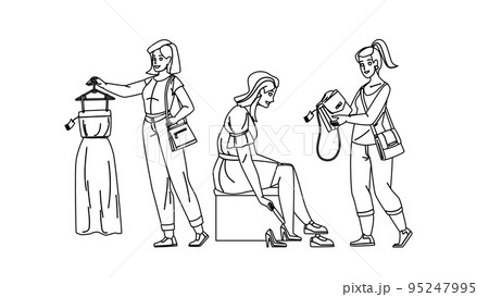 Female Shopping Occupation In Clothes Store Vector 95247995