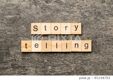 Term Story Telling word made with wooden blocks concept 95248703