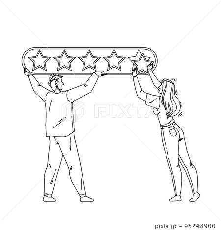 Online Survey Form Filling People Couple Vector 95248900