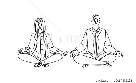 Couple Sitting In Lotus Yoga Pose Together Vector 95249122