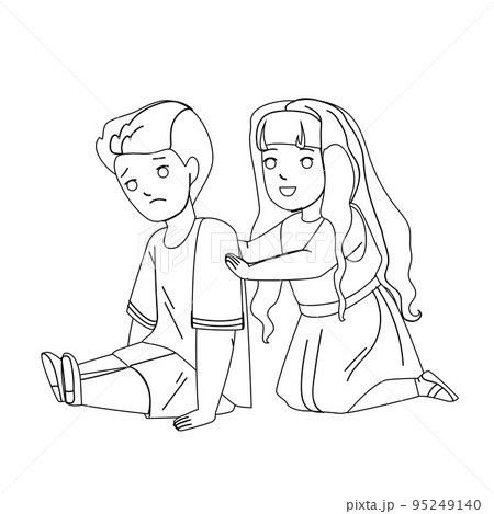 Kids Empathy Upset Friend In Kindergarten Vector 95249140
