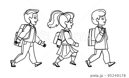 kid walk to school vector 95249178