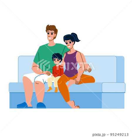 family watching tv vector 95249213