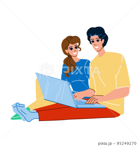 couple laptop vector 95249270