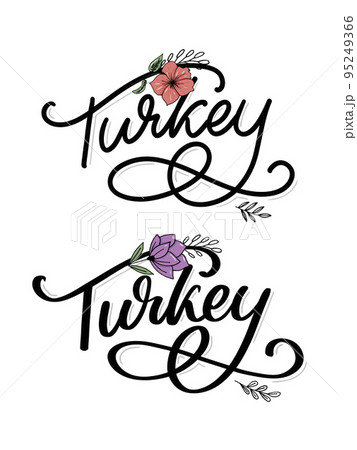 Turkey Lettering. Handwritten name of the country. Vector design template. 95249366