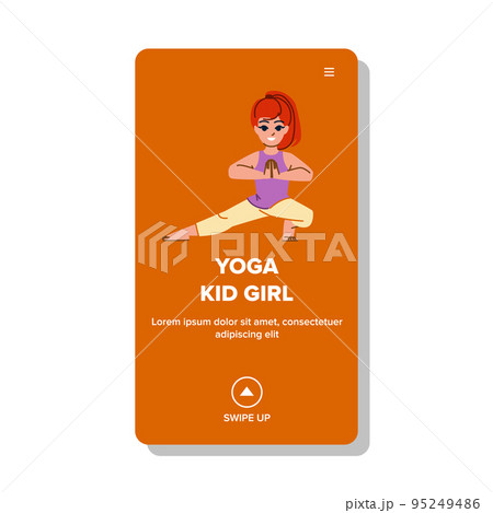 yoga kid girl vector 95249486