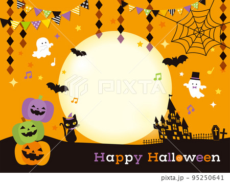 かわいいハロウィン背景のセットのイラスト素材 95250641