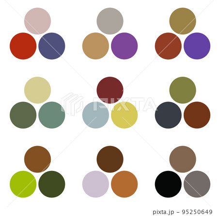 3色を組み合わせた色味のカラーサンプルのイラスト素材 [95250649] - PIXTA