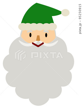 笑顔でかわいいサンタクロースの手描きイラスト ひげは文字スペースとしても使用可 のイラスト素材