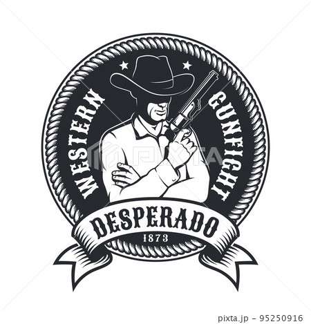 Western vintage emblem - Cowboy with pistol Western vintage emblem - Cowboy with pistol 95250916