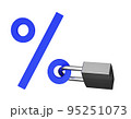 Blue percentage symbol icon with lock isolated on background. Concept for fixed interest rates. 3D rendering. 95251073