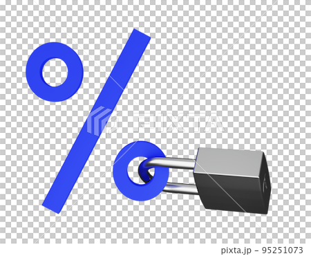 Blue percentage symbol icon with lock isolated on background. Concept for fixed interest rates. 3D rendering. Blue percentage symbol icon with lock isolated on background. Concept for fixed interest rates. 3D rendering. 95251073