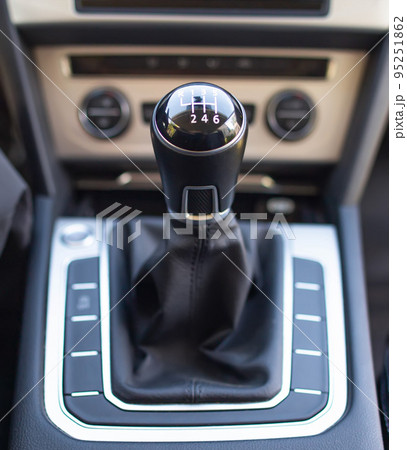 Black modern manual transmission lever. 6 speed gearbox Black modern manual transmission lever. 6 speed gearbox 95251862
